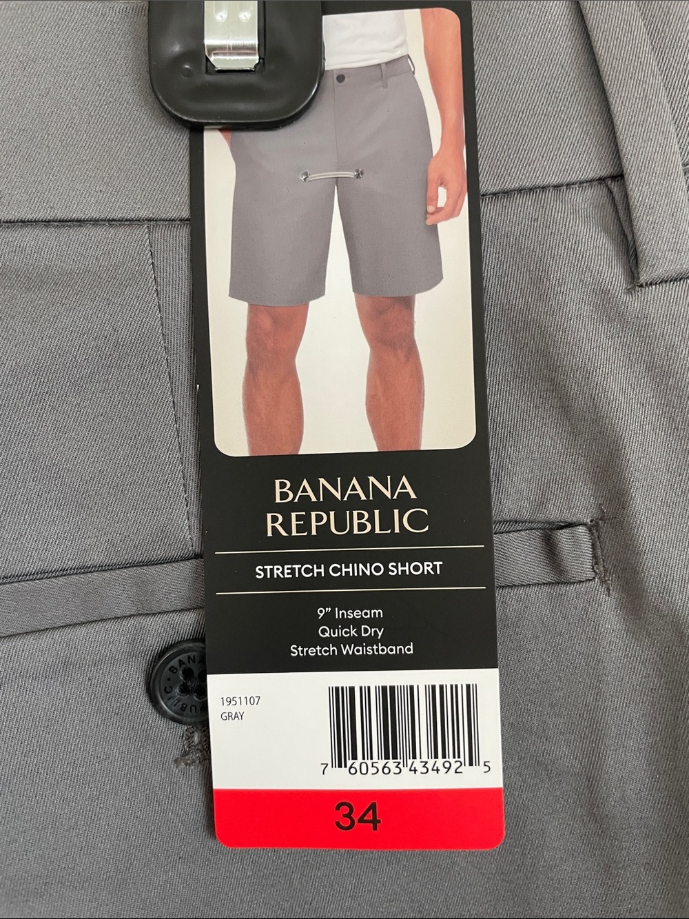 Banana Republic Gray Stretch Chino Men’s Shorts Size 34 - Picture 4 of 4